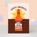 Mrs Best Paper Co. Older Bud-Wiser birthday card featuring an orange beer bottle with a red label that says 'Older Bud-Wiser' against a yellow star and brown checkered background.