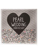 Mrs Best Paper Co. jumbo square Pearl Wedding Anniversary card with a large black heart, embossed texture, and foil.