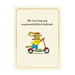 Mrs Best Paper Co. mini greeting card featuring a Richard Scarry rabbit on a scooter with gold foil border details.