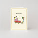 Mrs Best Paper Co. Studio Boketto mini greeting card featuring a Richard Scarry cat in a red wagon with gold foil text