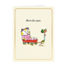 Mrs Best Paper Co. mini greeting card featuring a Richard Scarry cat in a red wagon with gold foil border detail.