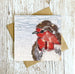 Mrs Best Paper Co. greeting card featuring a detailed robin embroidery design on recycled paper with a kraft envelope.