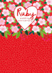 Mrs Best Paper Co. Ruby Wedding Anniversary card featuring pink flowers, green leaves, and a red heart pattern.