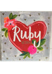 Mrs Best Paper Co. square Ruby Wedding anniversary card with a red heart, neon floral art, and gold glitter accents.