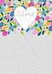 Mrs Best Paper Co. Silver Wedding Anniversary card with neon floral heart design and embossed silver foil details.
