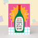 Mrs Best Paper Co. Sister aging like fine wine birthday card with green wine bottle and champagne glasses.