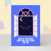 Mrs Best Paper Co. birthday card featuring a window view of a night sky with stars and a crescent moon