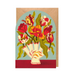 Mrs Best Paper Co. arch-shaped greeting card featuring a bouquet of autumnal tulips in a decorative vase.