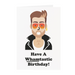 Mrs Best Paper Co. WHAMtastic birthday card featuring a stylized illustration of a pop musician in a leather jacket.