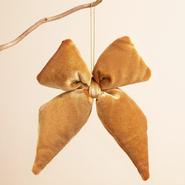 Lisa Angel Vintage Mustard Velvet Bow Hanging Decoration