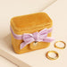 Lisa Angel Mustard and Pink Velvet Bow Travel Ring Box