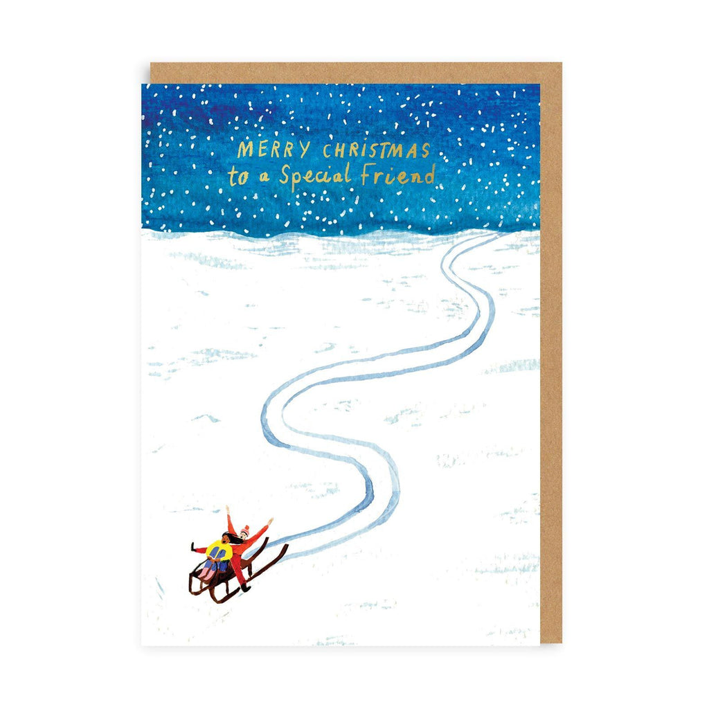 Ohh Deer Sledging Special Friend Greeting Card - Retired