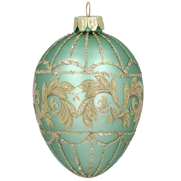 Gisela Graham Matt Pale Green Rococo Glass Egg