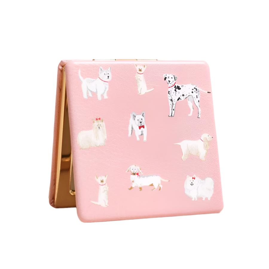 Lisa Angel Pink Dog Print Compact Mirror