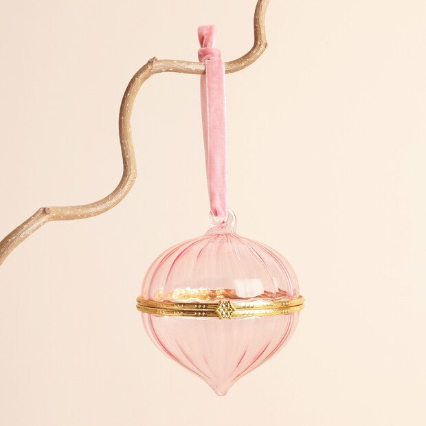 Lisa Angel Pink Glass Gold Secret Opening Bauble