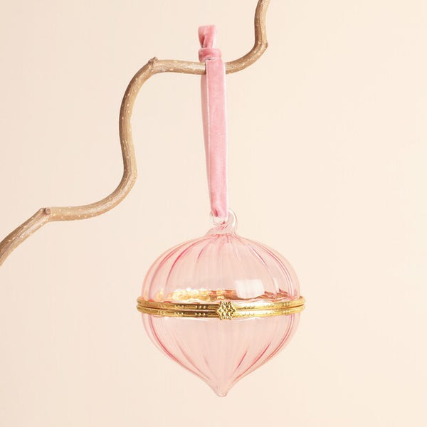 Lisa Angel Pink Glass Gold Secret Opening Bauble
