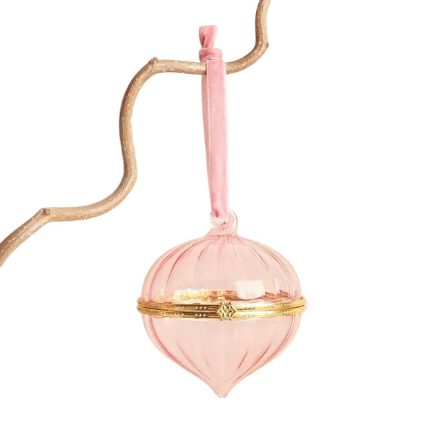 Lisa Angel Pink Glass Gold Secret Opening Bauble