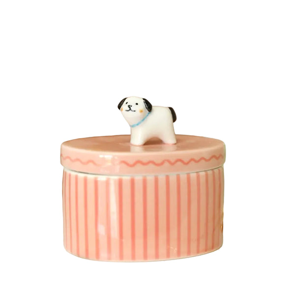 Lisa Angel Pink Oval Ceramic Dog Trinket Pot