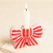 Lisa Angel Pink and Red Stripe Bow Ceramic Candle Holder