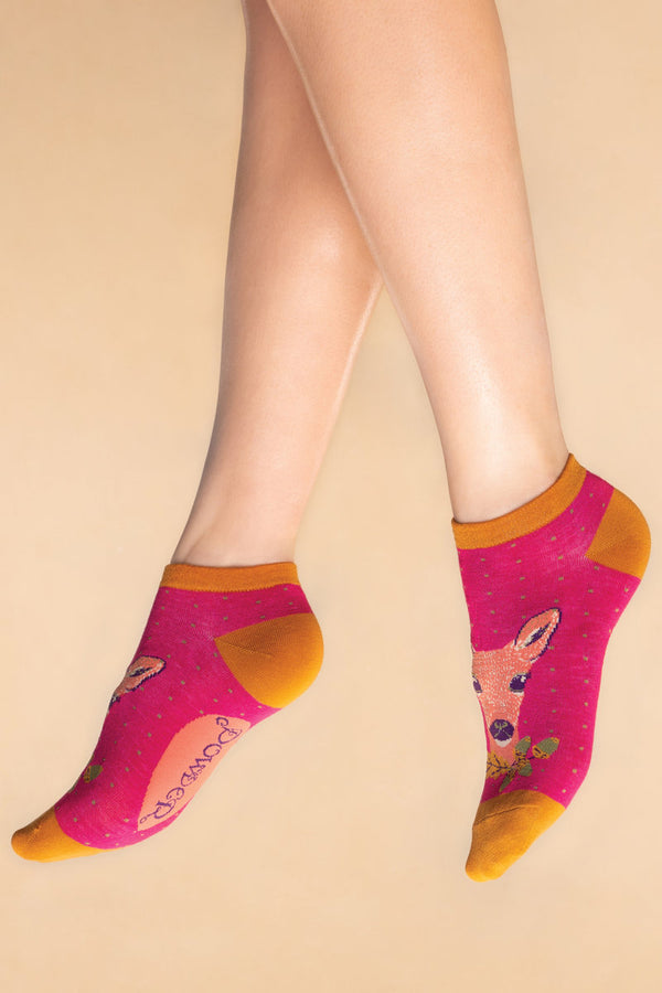 Powder Enchanted Evening Doe Trainer Socks - Fuchsia