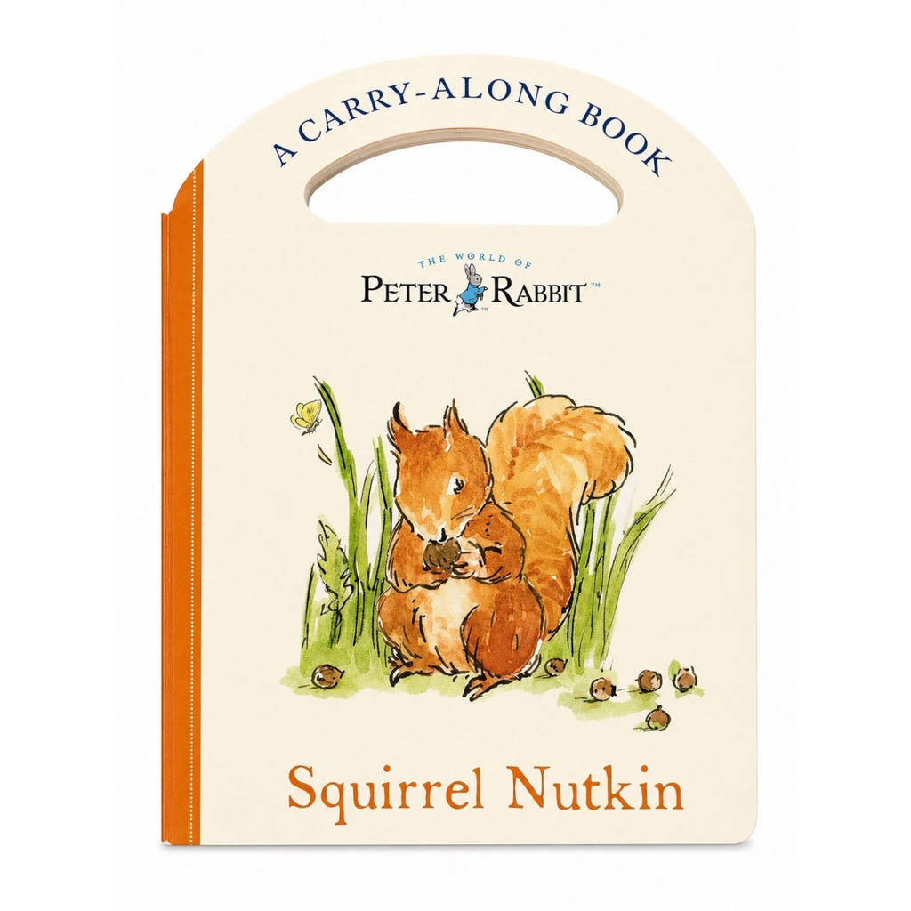 Mrs Best Paper Co. Peter Rabbit Squirrel Nutkin carry along board book with integrated handle and classic illustration