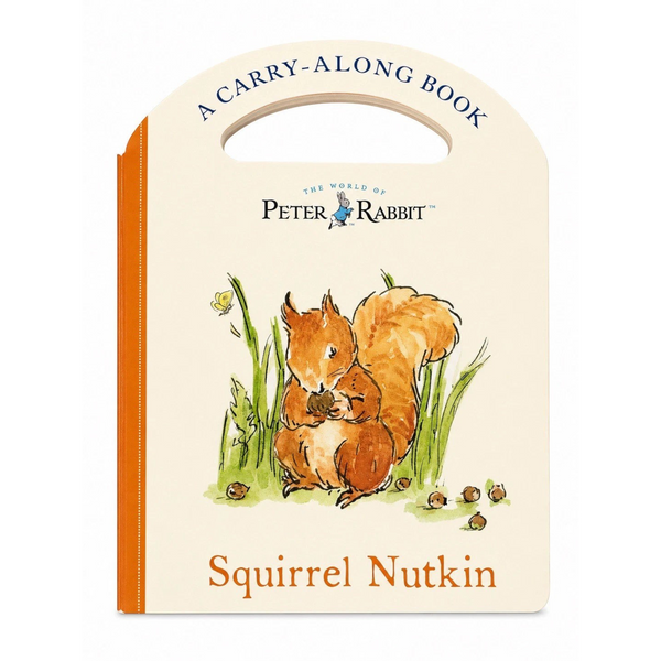 Mrs Best Paper Co. Peter Rabbit Squirrel Nutkin carry along board book with integrated handle and classic illustration