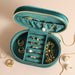 Lisa Angel Starry Night Velvet Oval Jewellery Case in Teal