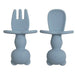 Teddy Bear Baby Silicone Spoon And Fork Set - Assorted Colours