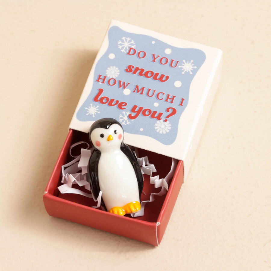 Lisa Angel Tiny Matchbox Ceramic Penguin Token