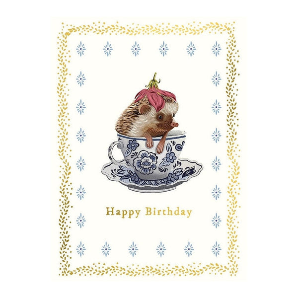 The Art File Hedgehog In Teapot Card