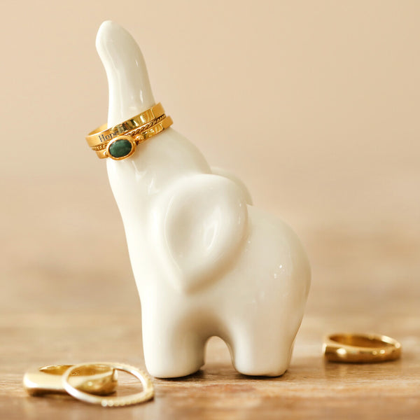 Lisa Angel White Ceramic Elephant Ring Holder