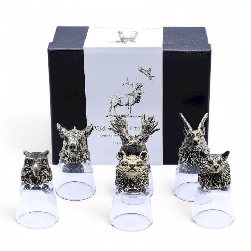 Agnes & Cat Gift Set of 6 Bottom Up Shot Glasses (50ml) - Wild Forest Creatures