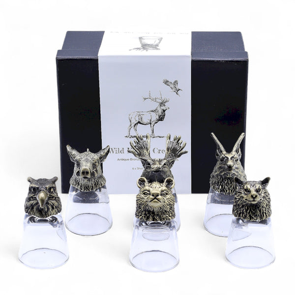 Agnes & Cat Gift Set of 6 Bottom Up Shot Glasses (50ml) - Wild Forest Creatures