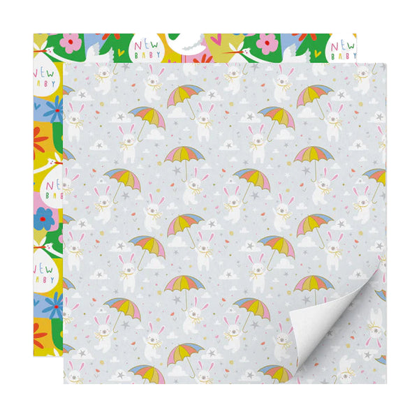 Whistlefish Bunny and Stork New Baby Wrapping Paper