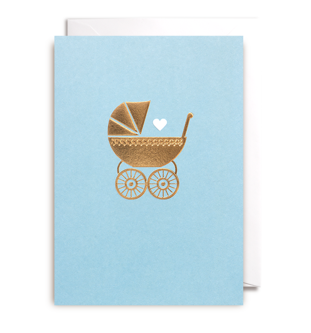 Blue Pram New Baby Card - Lagom Design