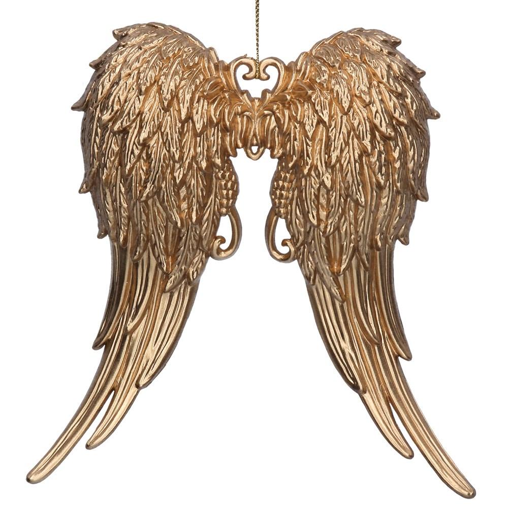 SALE 60% OFF - Gisela Graham Acrylic Matt Gold Wings Decoration - 15cms