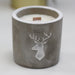 Ancient Wisdom Wooden Wick Concrete Candles - Med Pot - Stag Head - Whiskey & Woodsmoke