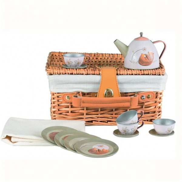 Egmont Toys Tin Tea Set Forest In A Wicker Basket