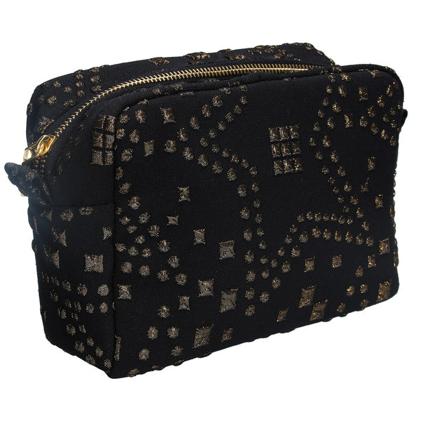 Gisela Graham Jacquard Cosmetic Pouch - Gold Star Stud