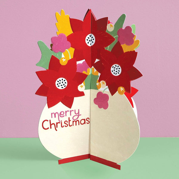 Raspberry Blossom Merry Christmas' 3D Fold-Out Floral Card