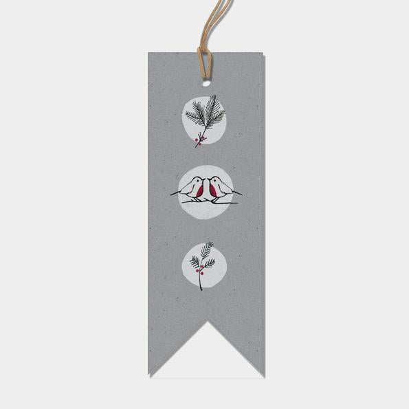 East of India Six Label Pack - Grey Robins