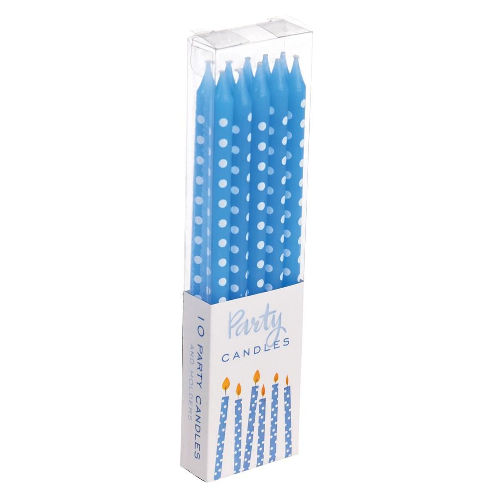 Rex London Pack Of 10 Blue Spotty Party Candles