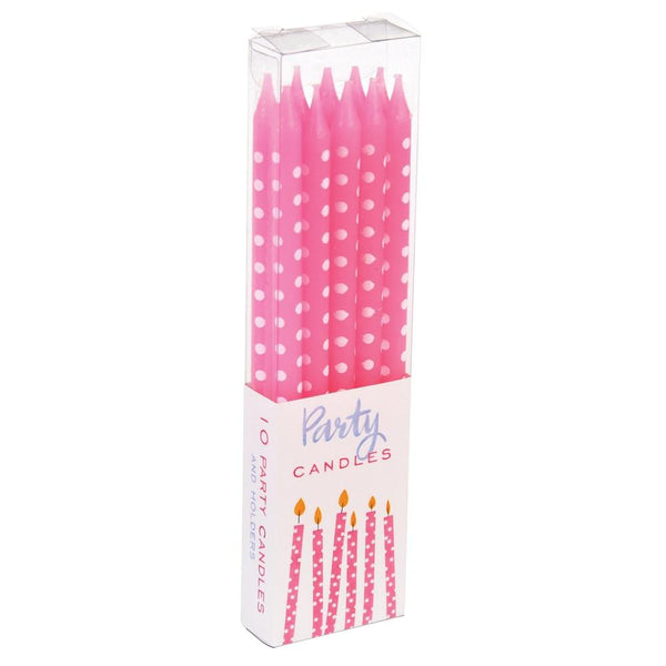 Rex London 10 Pink Spotty Party Candles