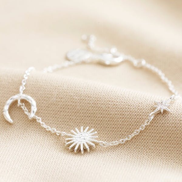 Lisa Angel Lisa Angel Sun and Moon Chain Bracelet in Silver
