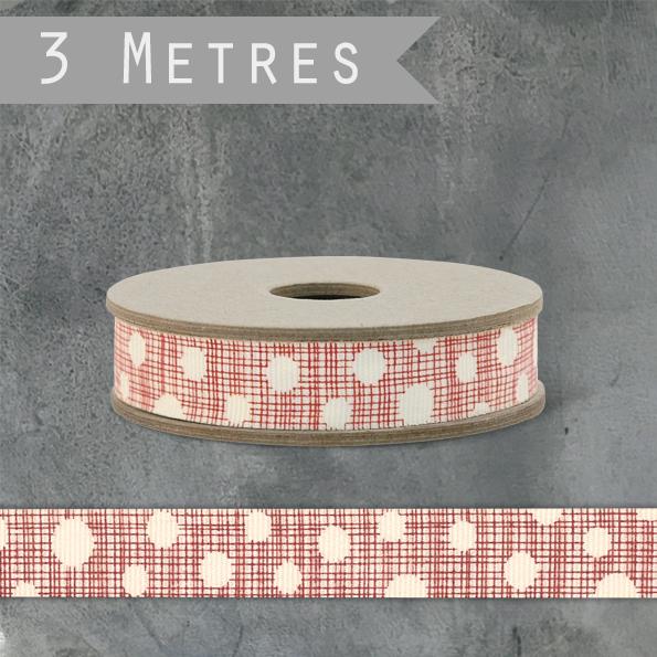 East of India Geometric Ribbon - Dots/ Cream