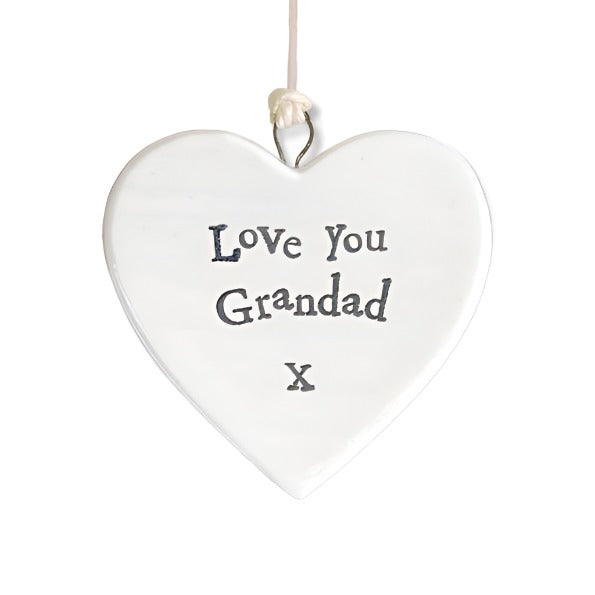 East of India Porcelain Heart Sign - Love You Grandad