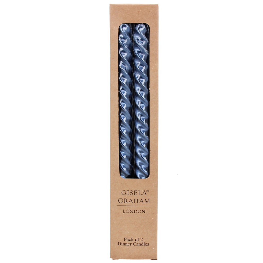 Gisela Graham Box of 2 Taper Candle - Metallic Navy Blue