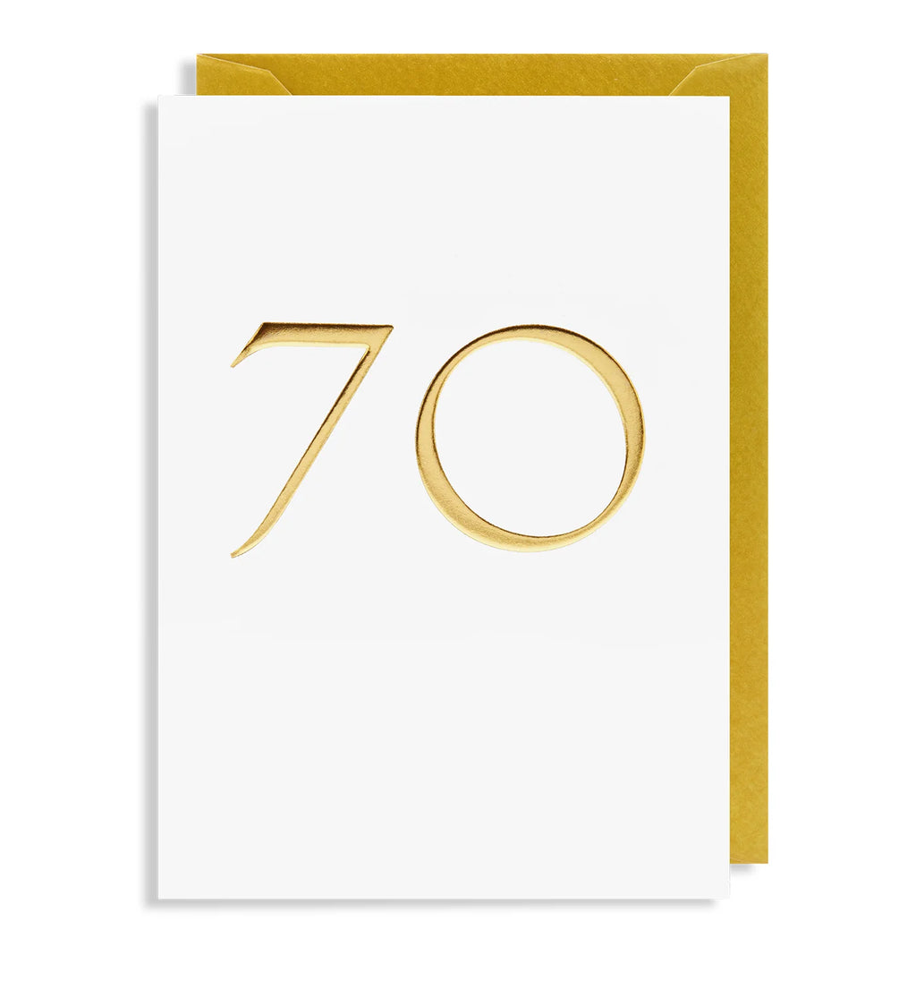 Age 70 Gold Greetings Card - Lagom Design