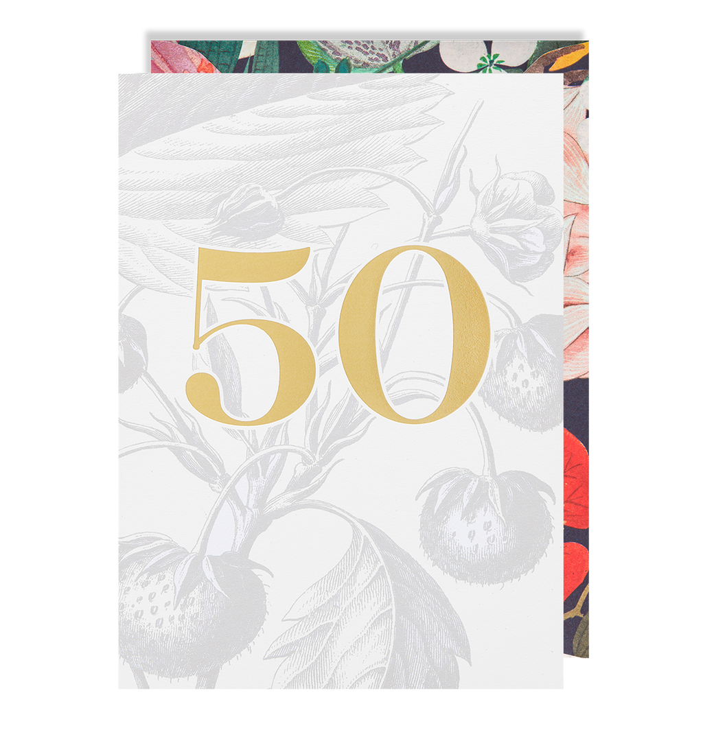 Age 50 Royal Botanical Birthday Card - Lagom Design