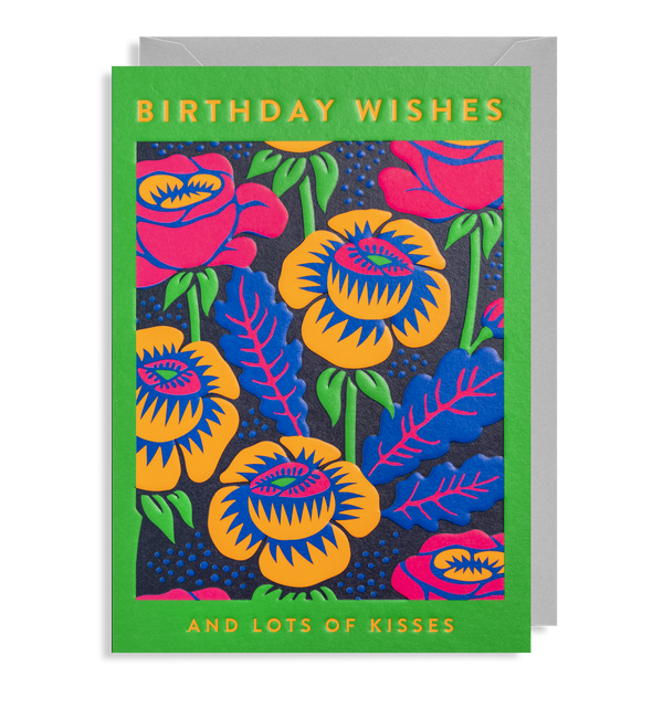 Birthday Wishes And Lots Of Kisses Greetings Card - Lagom Design